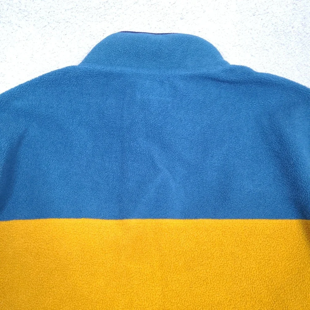 Massive Outdoor Fleece Sweater Mens XL Snap Button Pullover Gold Blue Colorblock